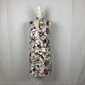 Le Lis Floral Peacock Sleeveless Neck Tie Dress Women Size Small